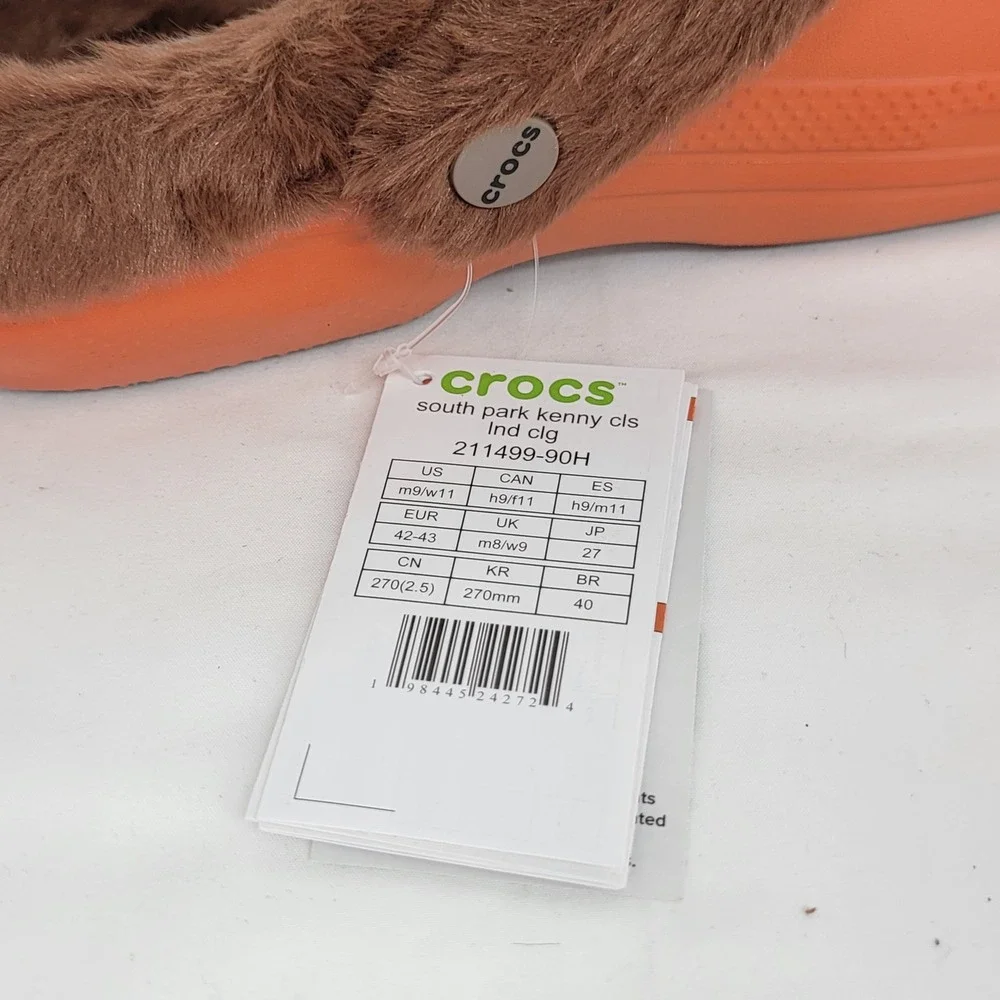 South Park Crocs Kenny Classic Lined Clog Orange Faux Fur Mens 9 W 11
